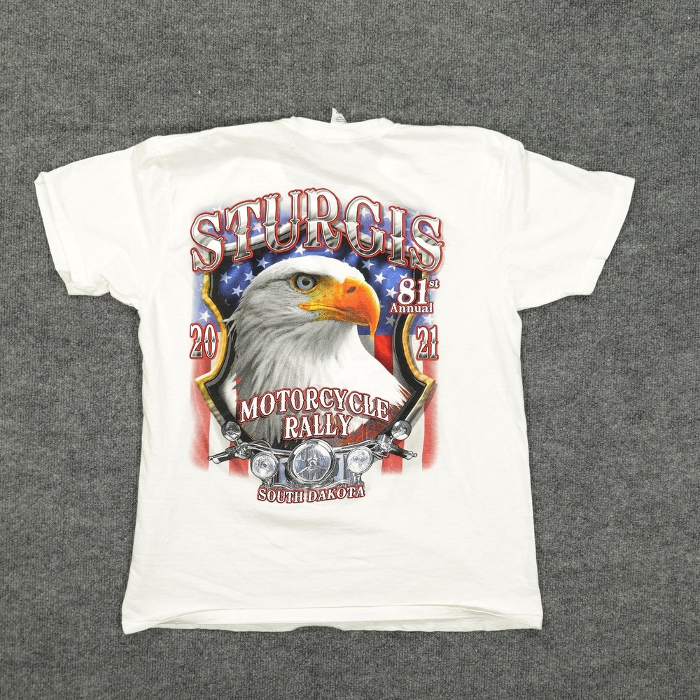 Sturgis Shirt Mens Large White Motorcycle Rally 2021 81st Annual Eagle Graphic